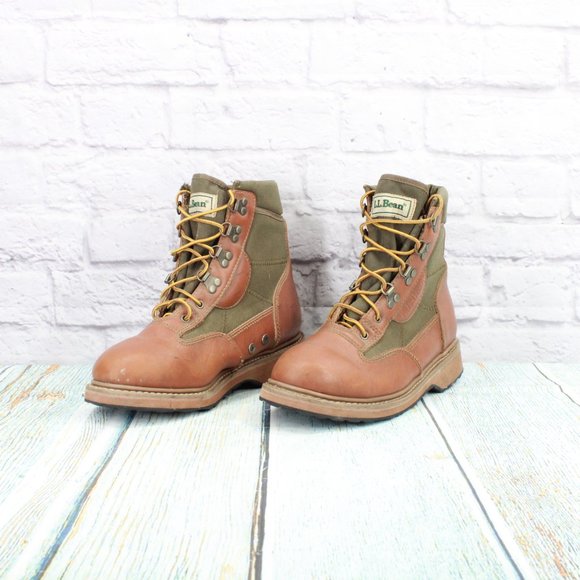 *Vintage LL Bean Fly Fishing Brown Leather Angling Felt Bottom Boots 9 Inch - Picture 2 of 10